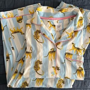 Chelsea Peers light blue stripes and cheetah. Long sleeve and pants. Size XL